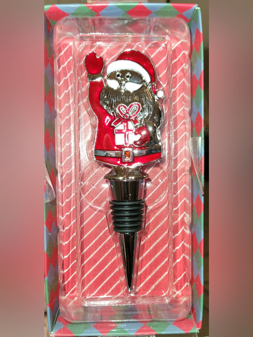 Red Santa Wine Bottle Stopper - Festive Holiday Decor